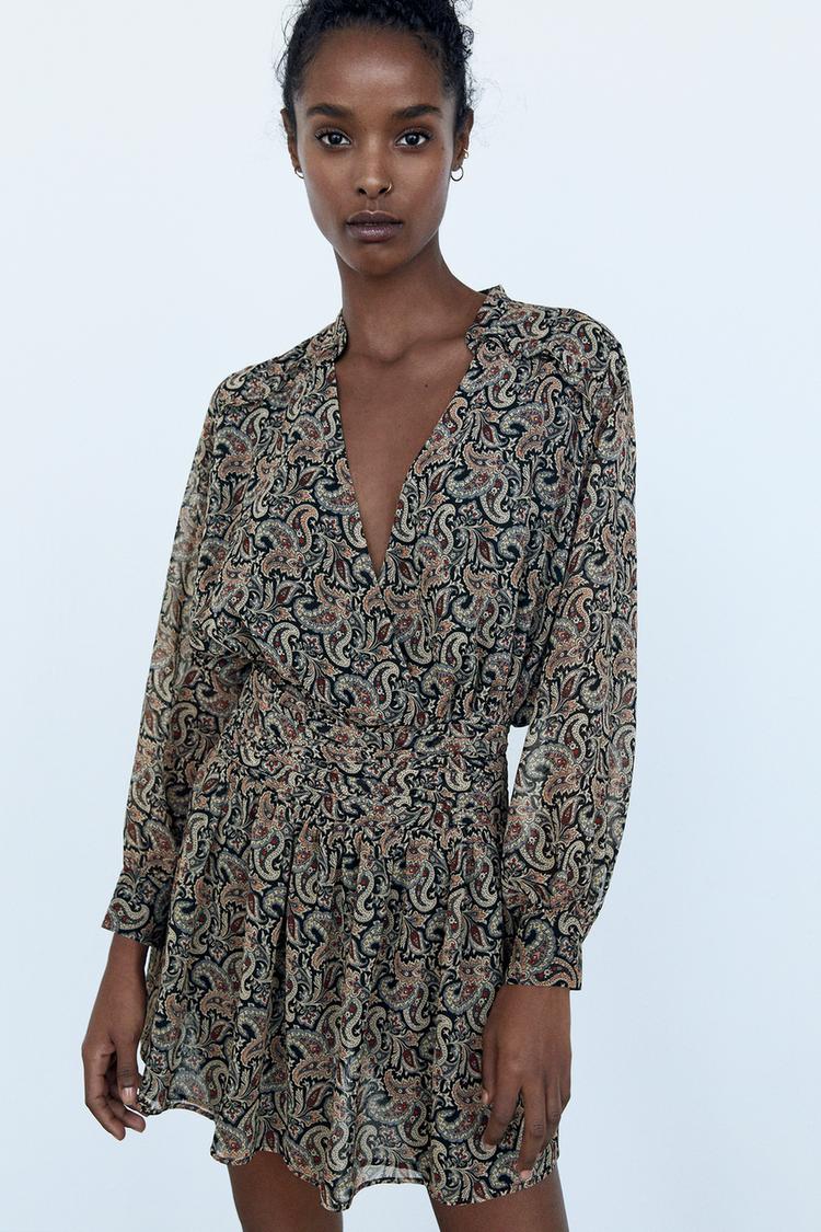 プリント柄ミニワンピース Zara Japan 日本 プリント柄ミニワンピース Zara Japan 日本