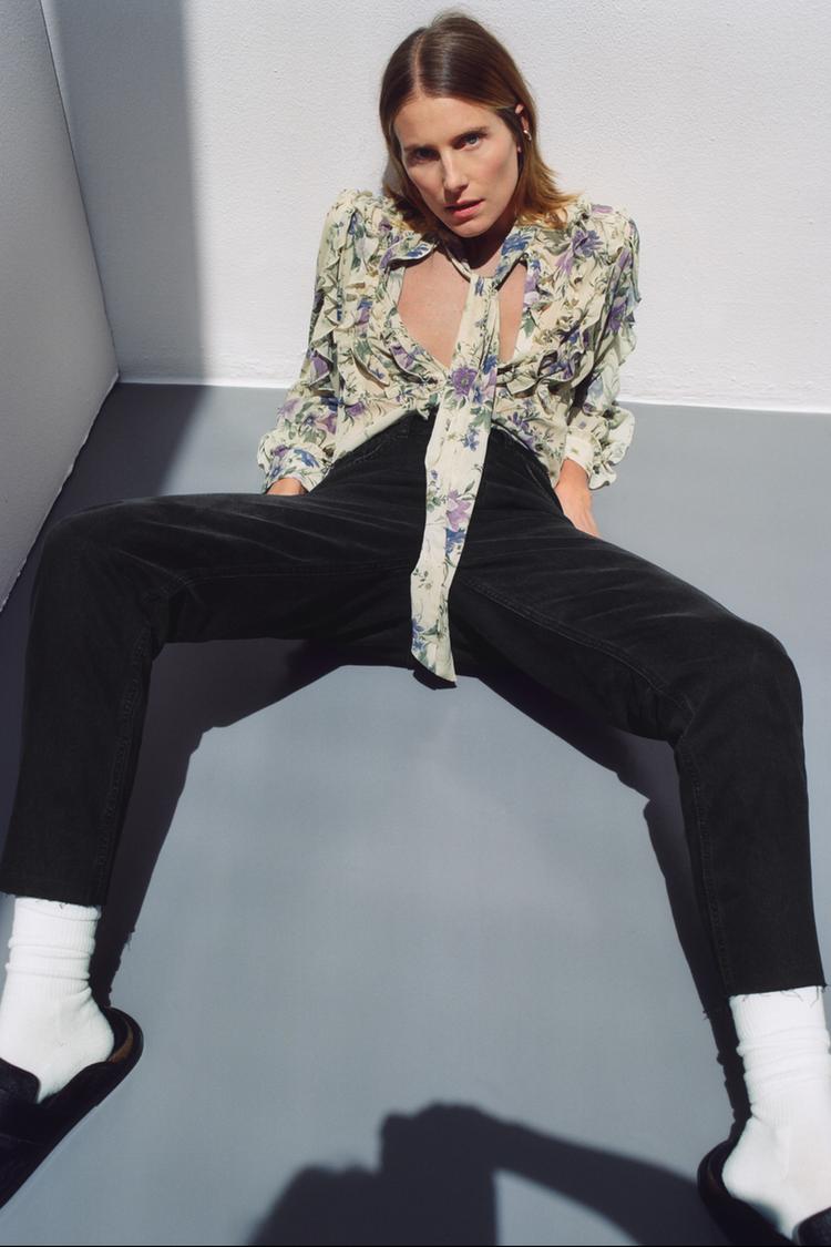 Gemusterte Bluse Mit Schleife Zara Deutschland Germany