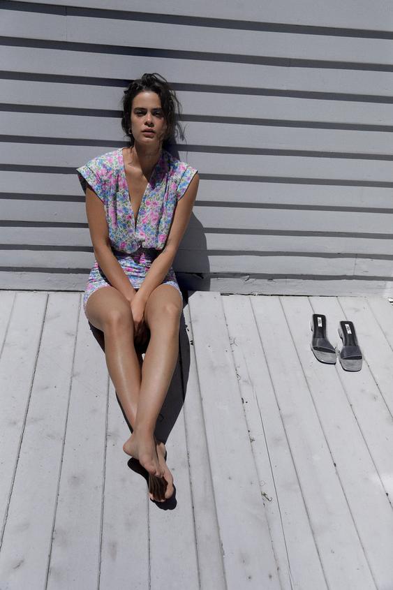 FLORAL DRAPED DRESS TRF
