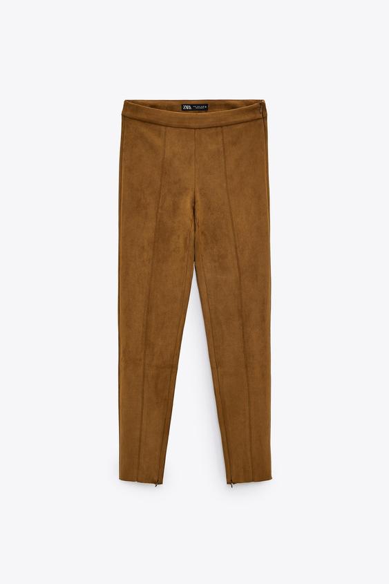 suede pants zara
