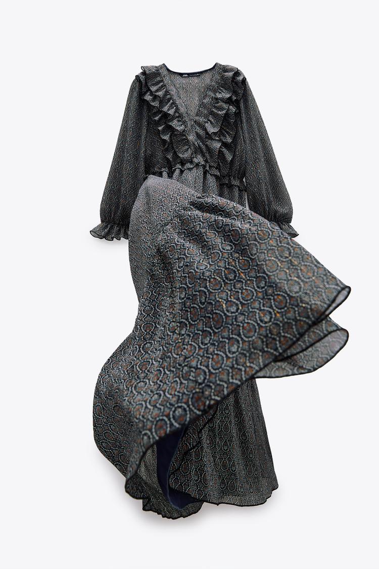 プリント柄メタリックスレッドワンピース Zara Japan 日本 プリント柄メタリックスレッドワンピース Zara Japan 日本