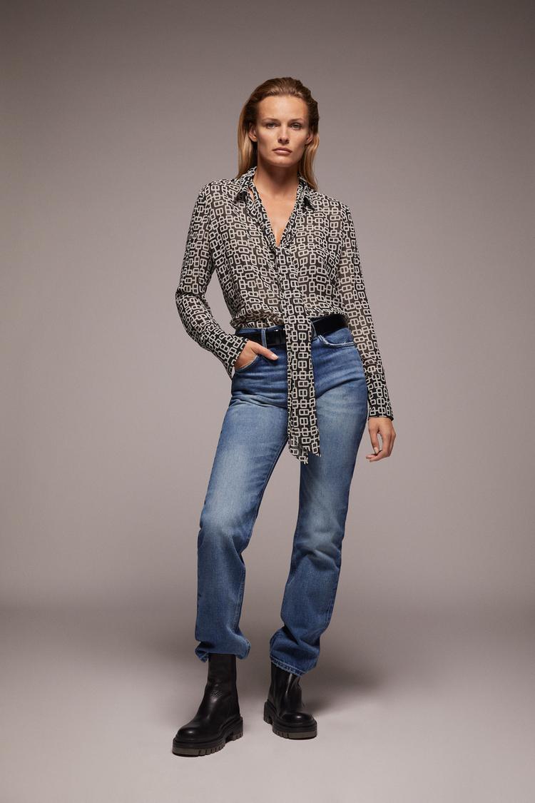 Gemusterte Bluse Mit Schleife Zara Deutschland Germany