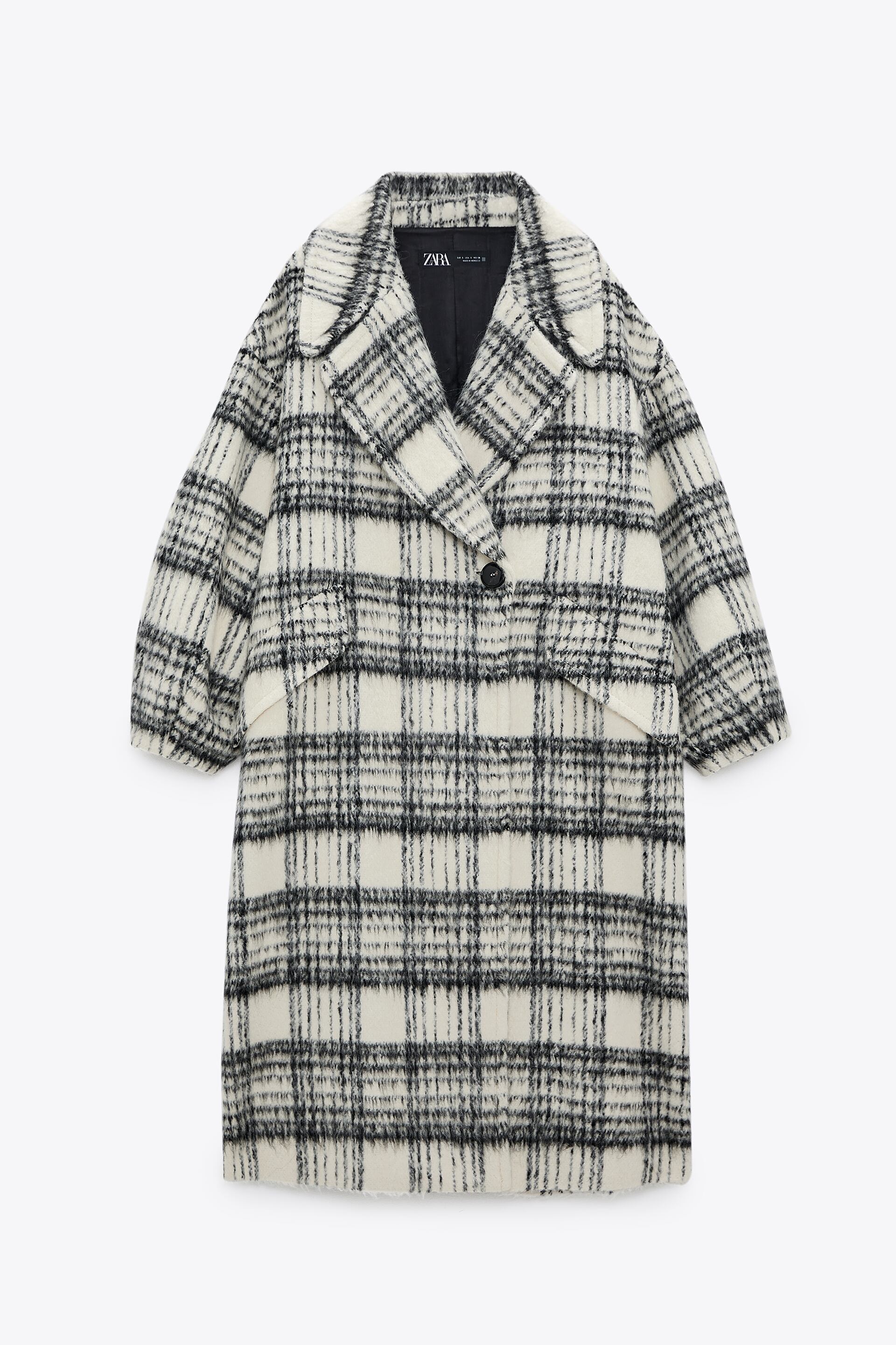Image 3 of WOOL BLEND PLAID COAT from Zara