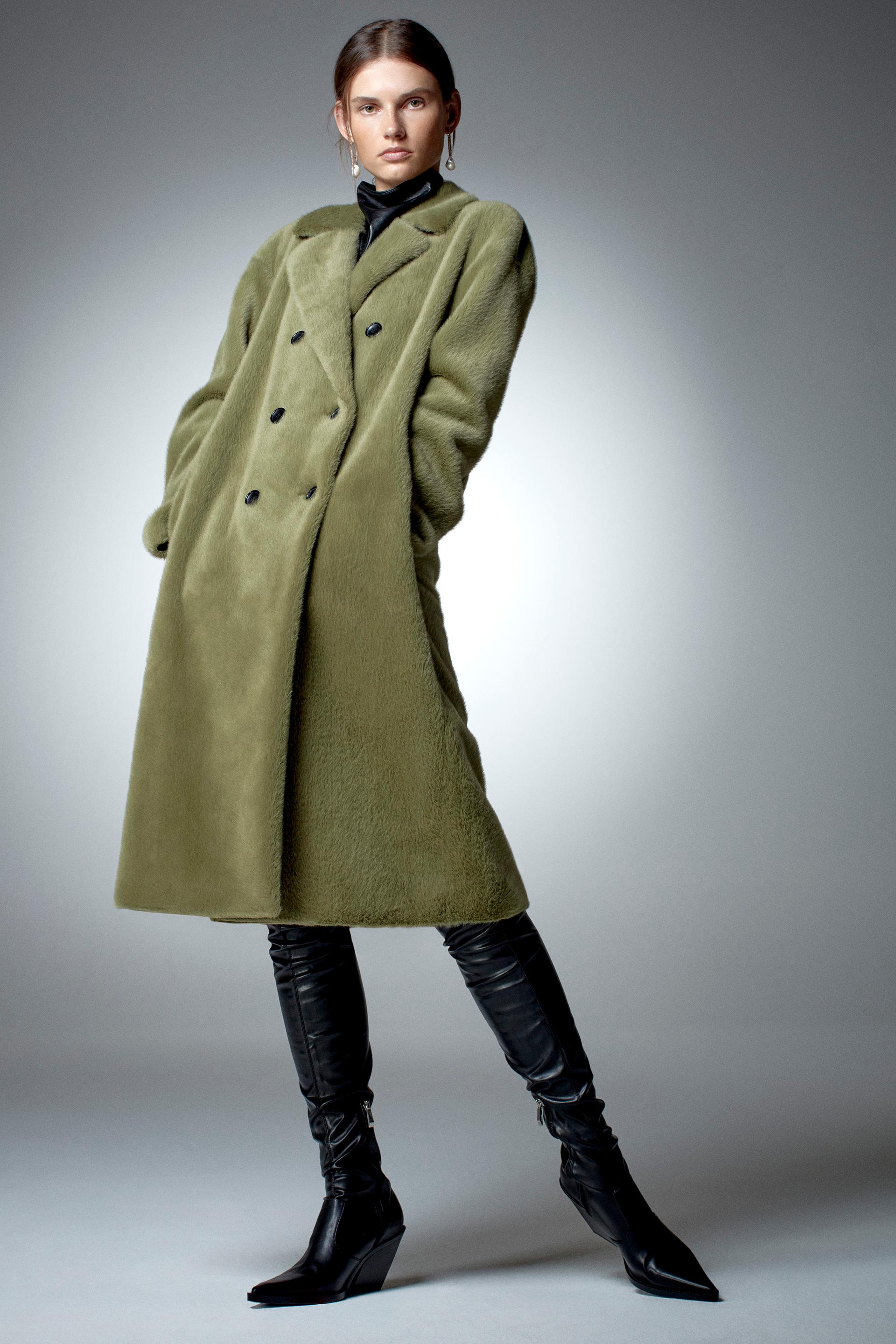Faux fur wrap coat zara Clearance