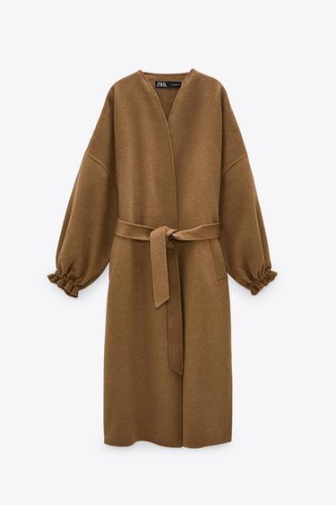 zara collarless coat