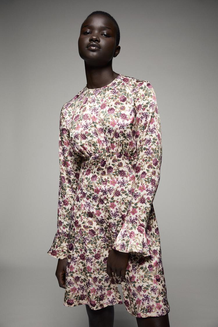 プリント柄サテンワンピース Zara Japan 日本