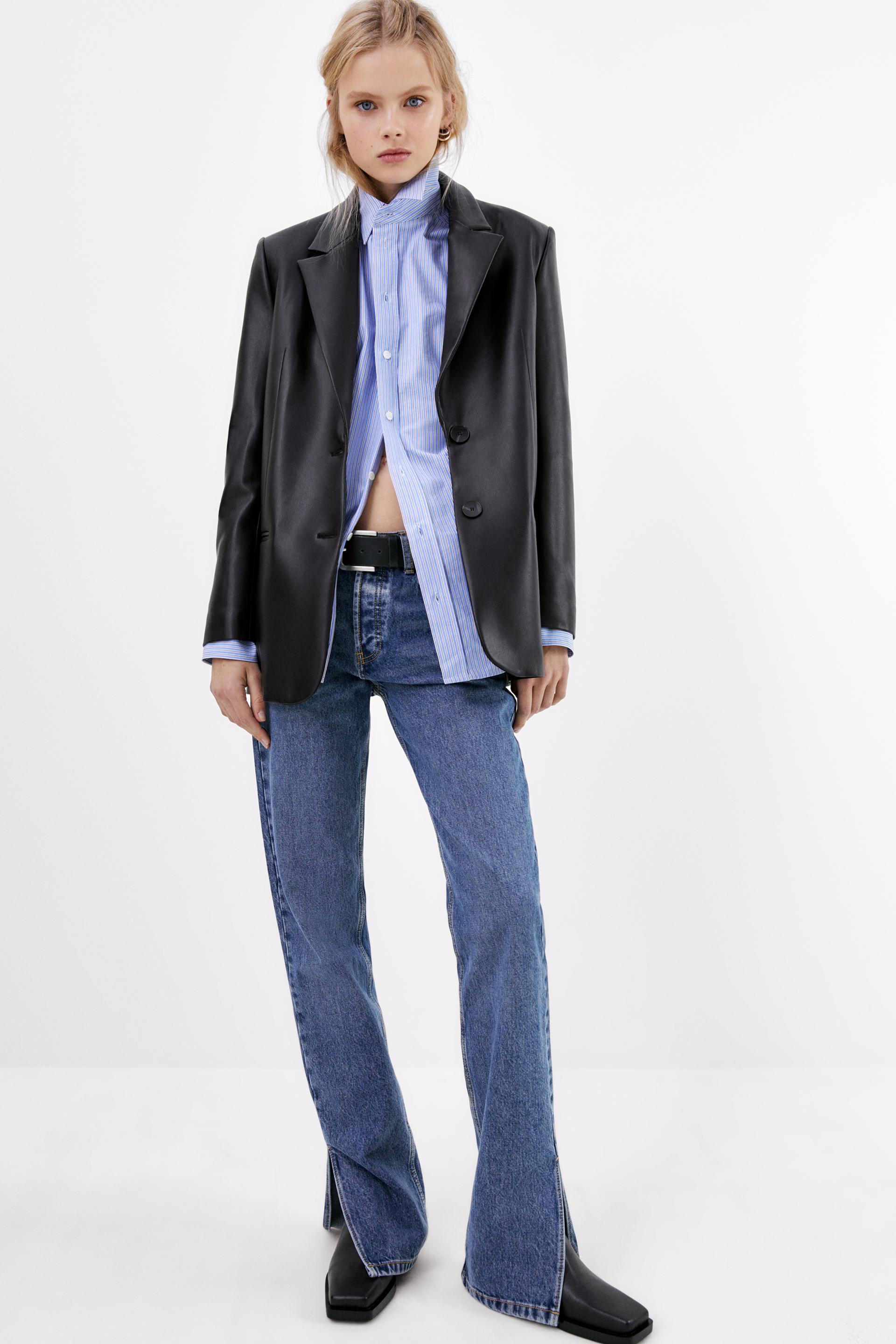 Faux Leather Oversized Blazer Zara Singapore