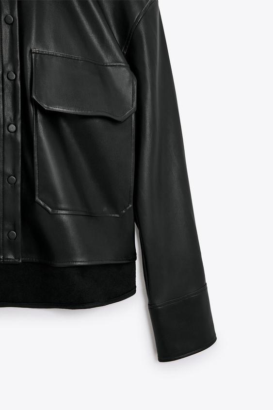 Faux Leather Shirt With Pockets Zara Georgia - Black Leather Shirt Zara Faux Leather Shirt With Pockets Zara Georgia - Black Leather Shirt Zara