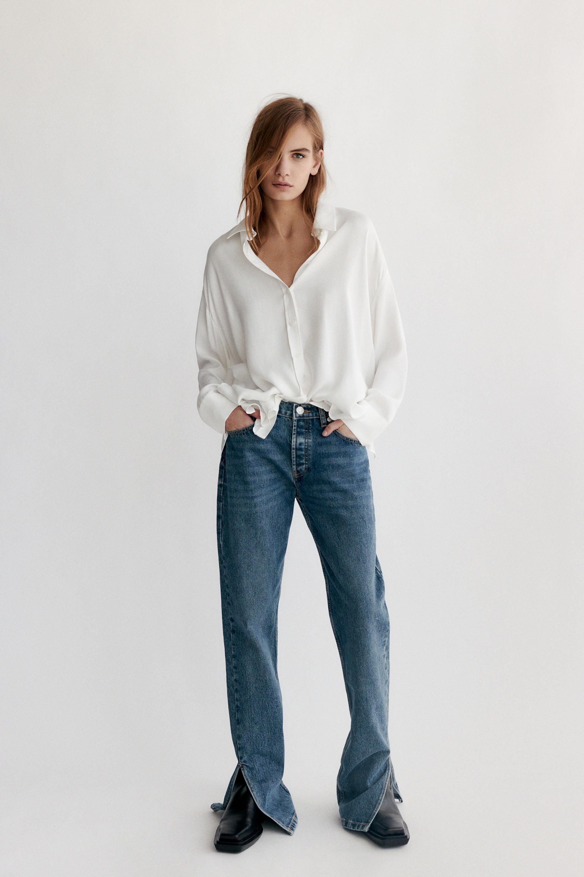 Mid Rise Full Length Split Straight Leg Jeans Zara Colombia