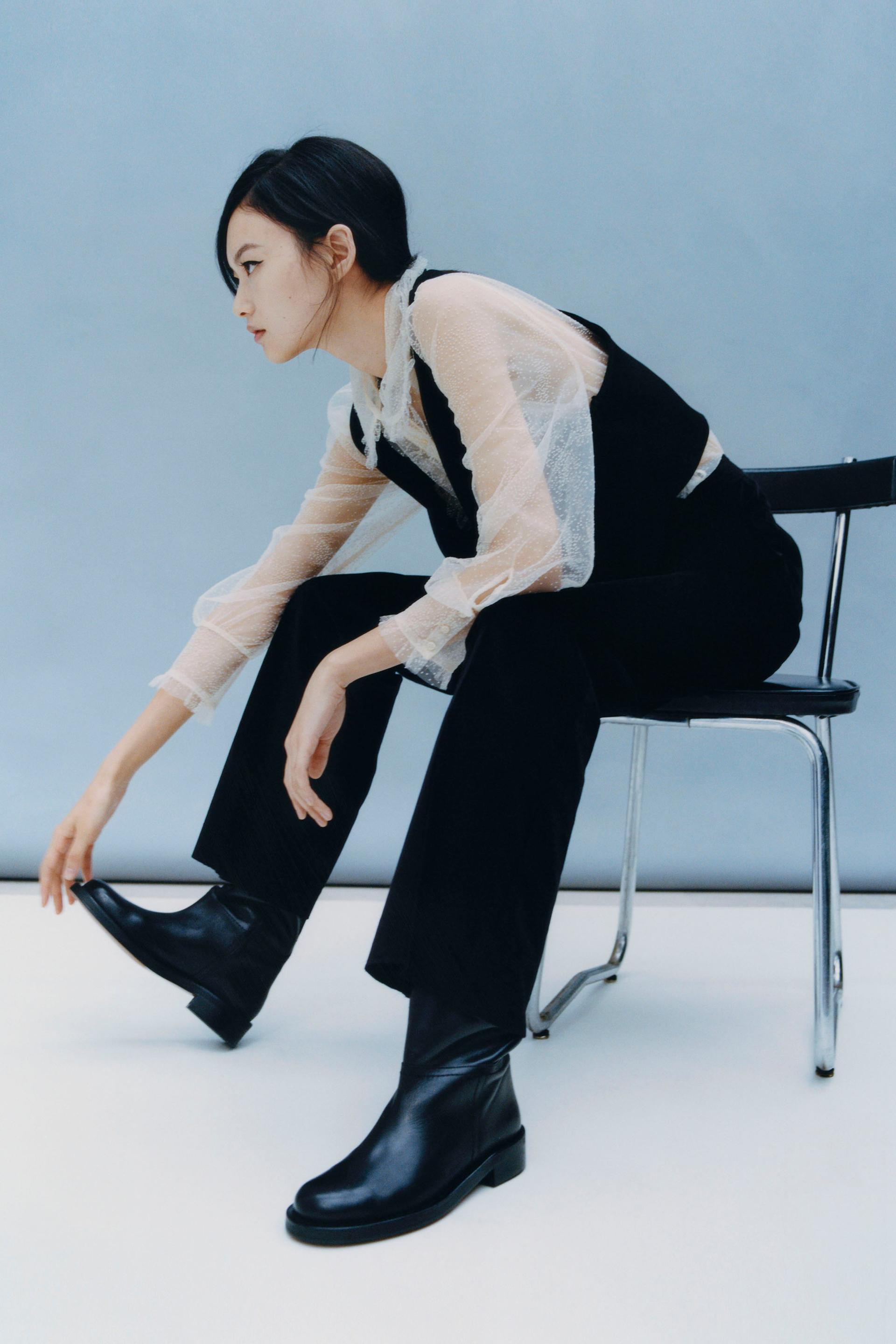 Zara frilled tulle blouse Outlet