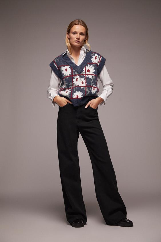 フラワーニットベスト Zara Japan 日本 フラワーニットベスト Zara Japan 日本