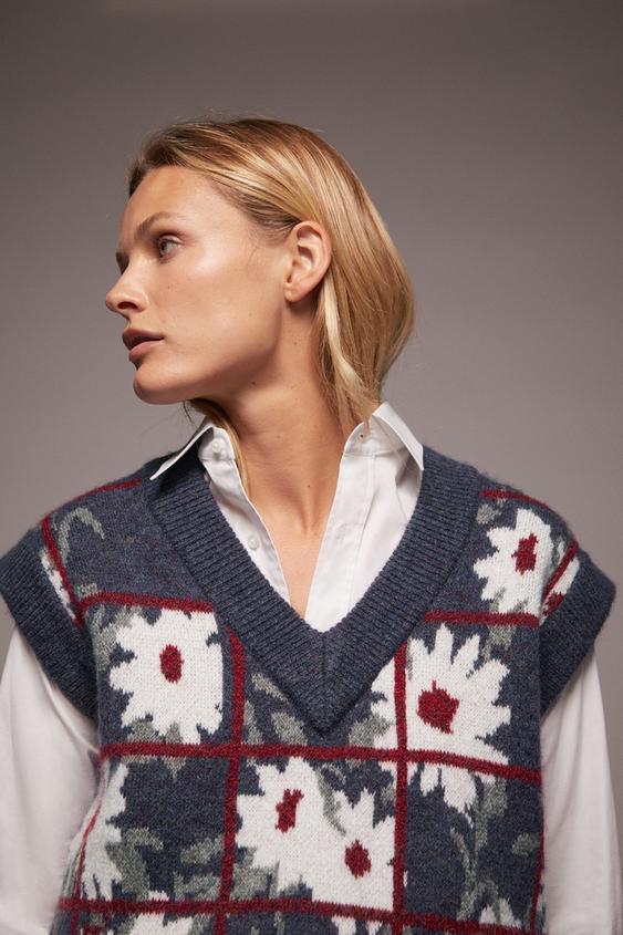 フラワーニットベスト Zara Japan 日本 フラワーニットベスト Zara Japan 日本