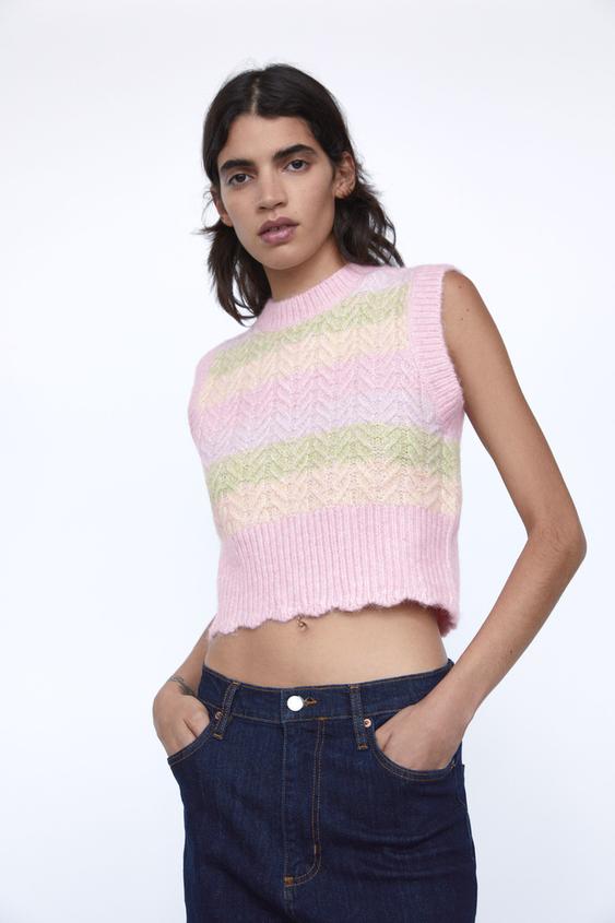 ストライプ柄ニットベスト Zara Japan 日本 ストライプ柄ニットベスト Zara Japan 日本