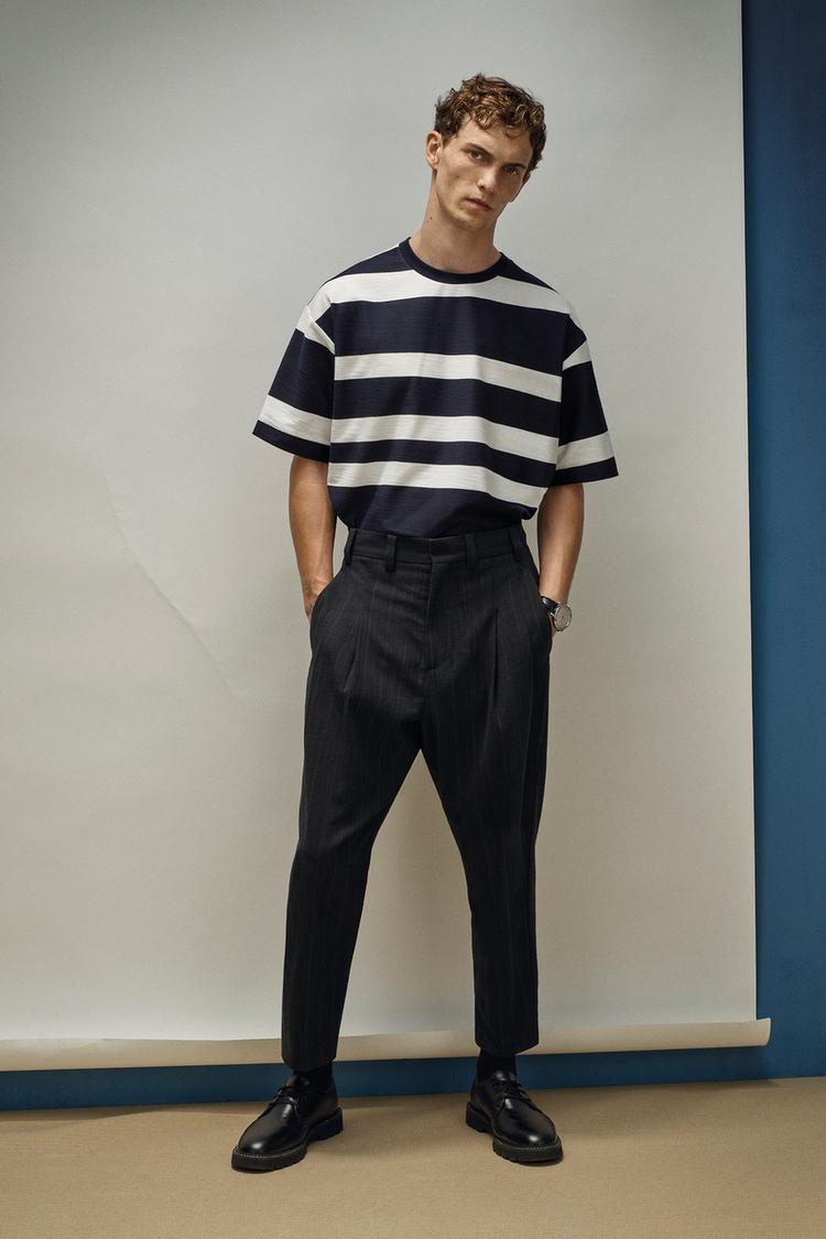 ストライプ柄テクスチャー素材tシャツ Zara Japan 日本