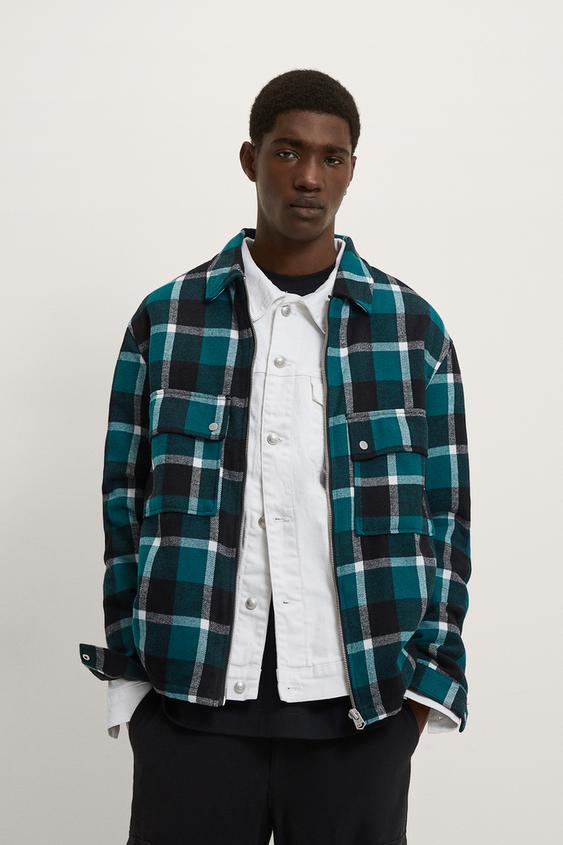 キルト加工チェック柄シャツジャケット Zara Japan 日本 キルト加工チェック柄シャツジャケット Zara Japan 日本
