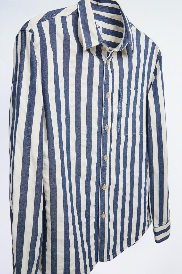 ストライプ柄テクスチャー入り生地シャツ Zara Japan 日本