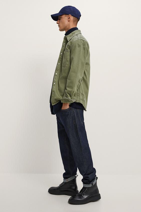 ダメージ加工デニムシャツジャケット Zara Japan 日本 ダメージ加工デニムシャツジャケット Zara Japan 日本