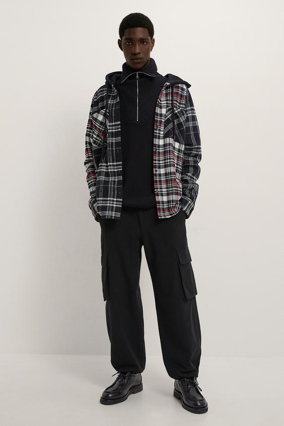 フード付きチェック柄オーバーシャツ Zara Japan 日本 フード付きチェック柄オーバーシャツ Zara Japan 日本