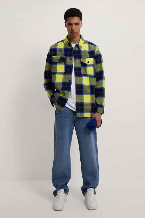 ネオンチェック柄シャツジャケット Zara Japan 日本 ネオンチェック柄シャツジャケット Zara Japan 日本