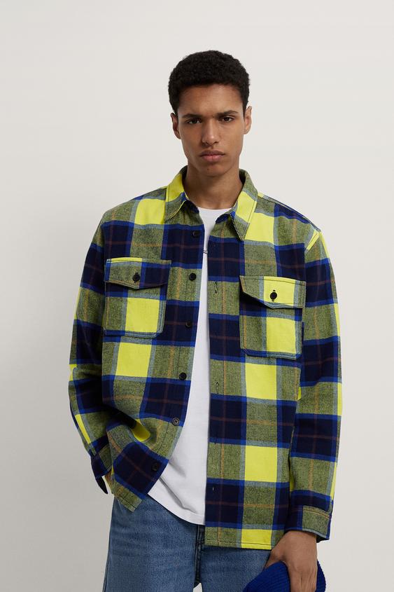 ネオンチェック柄シャツジャケット Zara Japan 日本 ネオンチェック柄シャツジャケット Zara Japan 日本