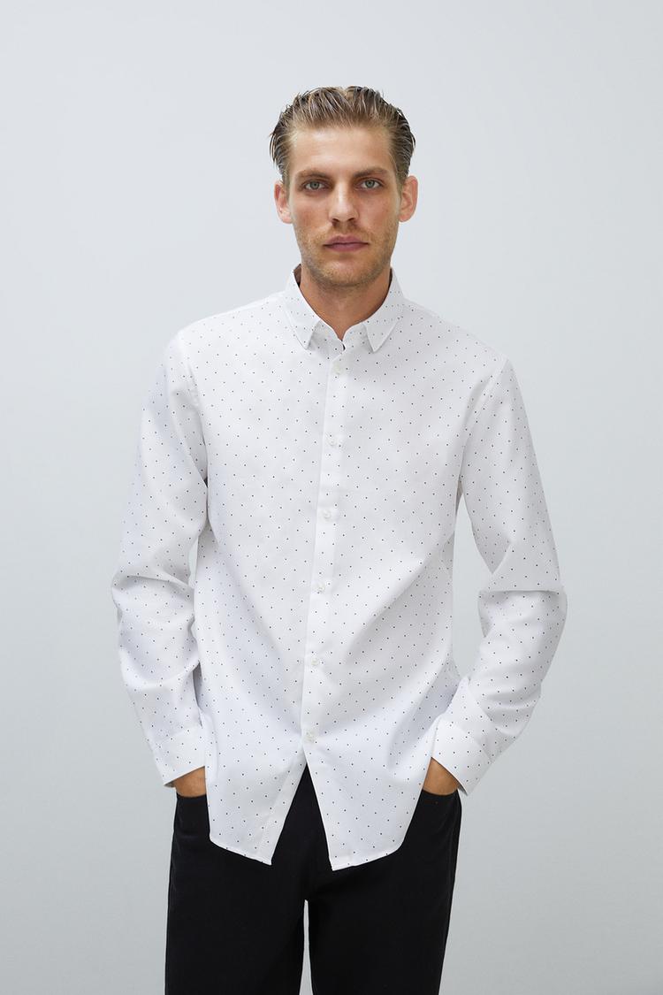 Camicia Struttura A Pois Easy Care Zara Italia Italy