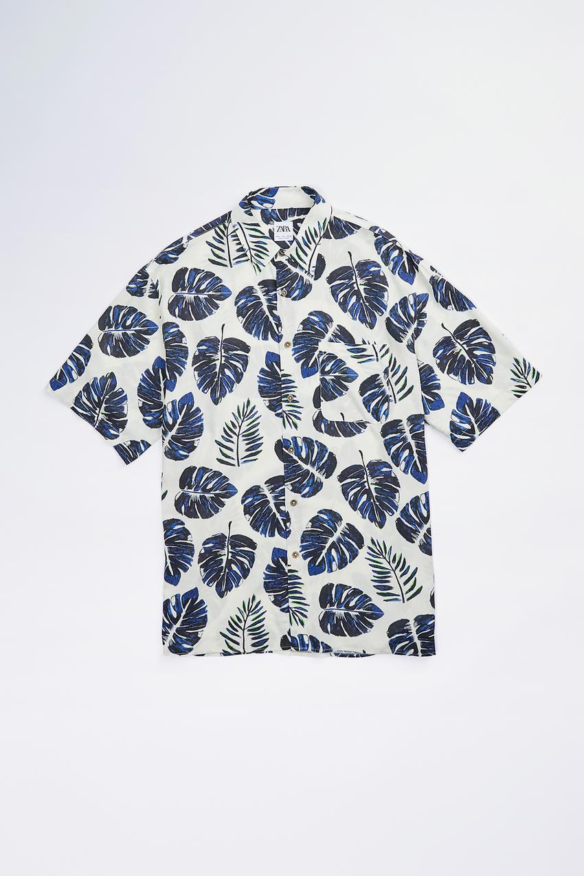 Locura en Zara: ropa elegante (a mitad de precio) para fardar en el trabajo 7 Moncloa Imagen 1 de CAMISA ESTAMPADO HOJAS de Zara