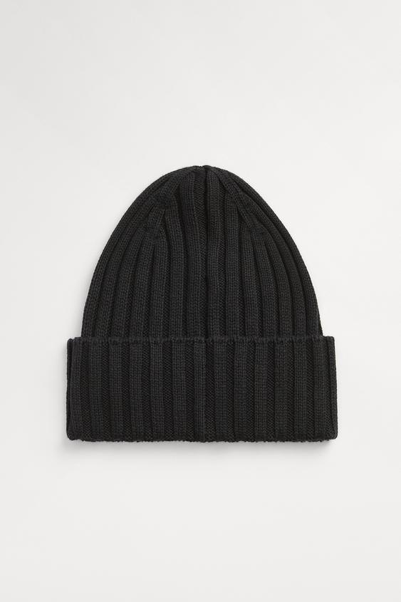 mens plain black bobble hat