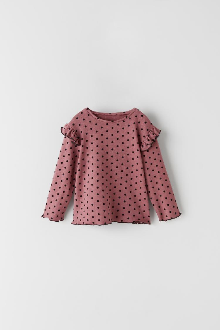 フロック加工ドット柄tシャツ Zara Japan 日本
