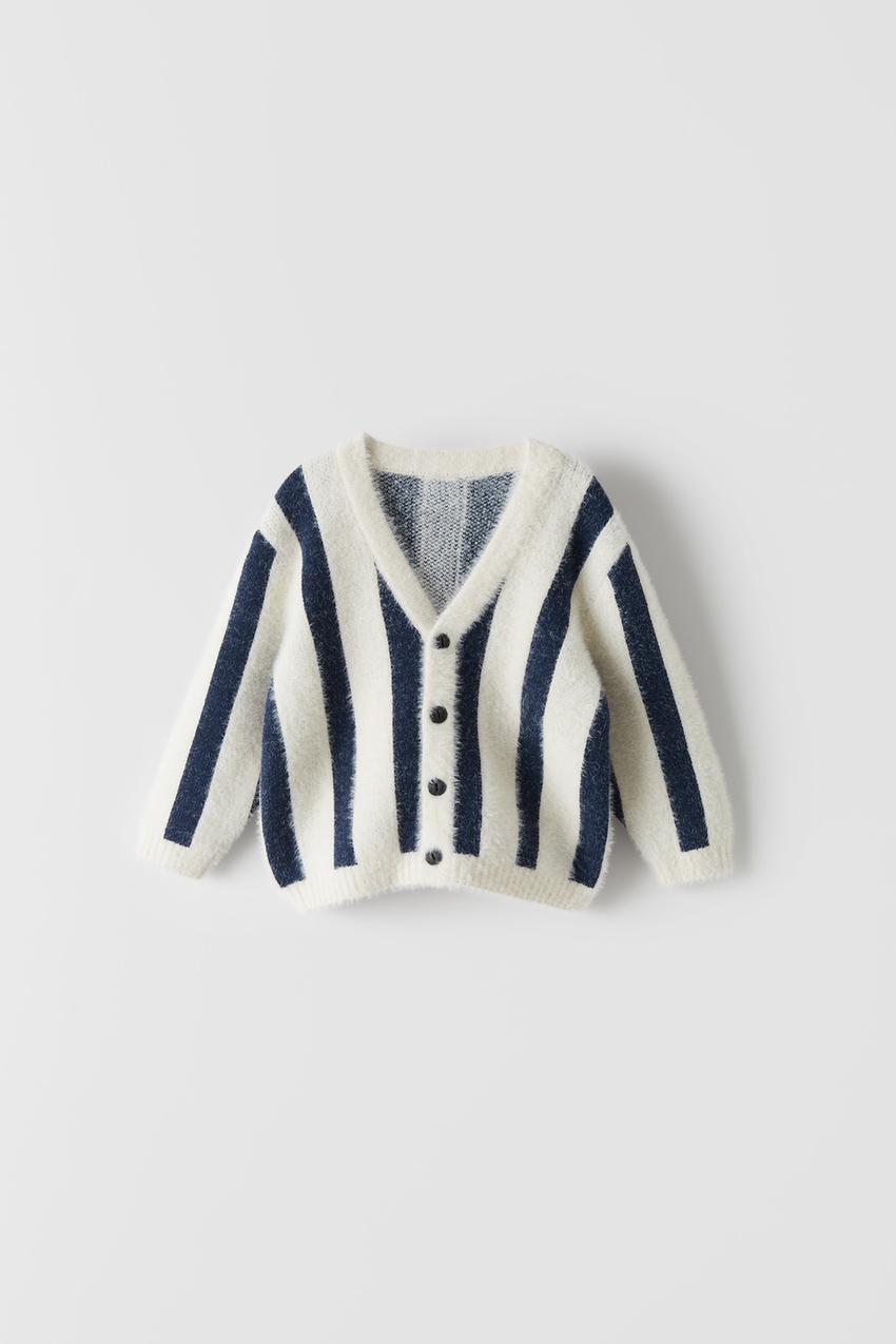 フェザーテクスチャー入りストライプ柄ニットカーディガン Zara Japan 日本