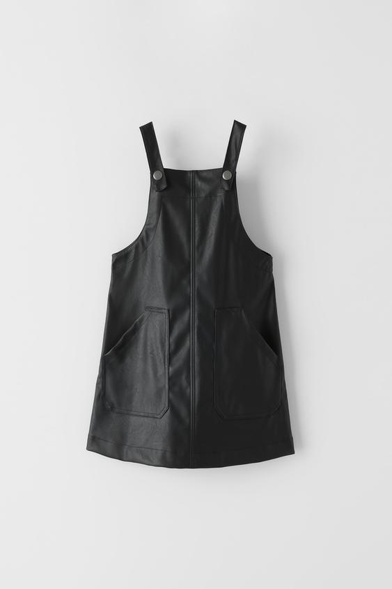 FAUX LEATHER PINAFORE DRESS WITH SNAP BUTTONS