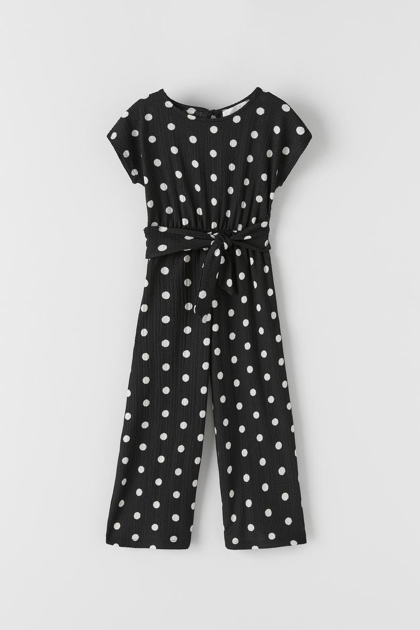 Polka Dot Jumpsuit With Bow Zara United States