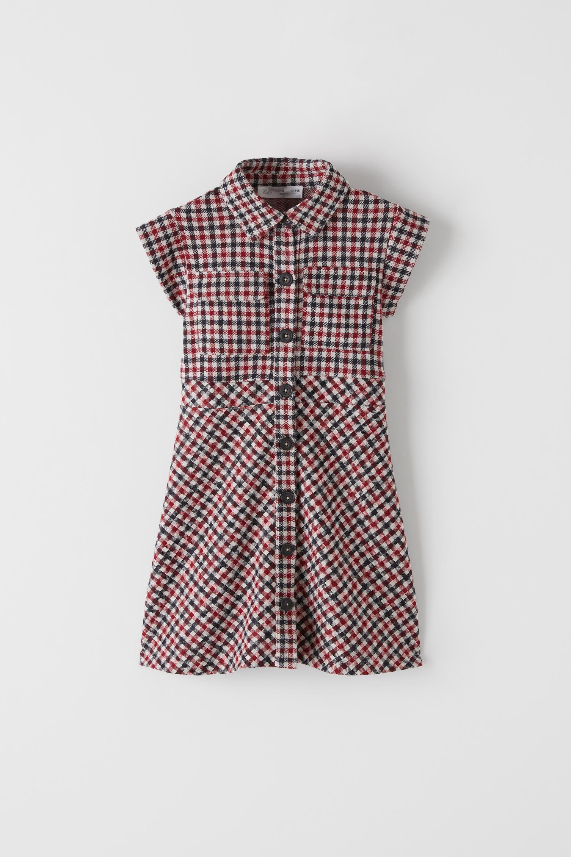 Kariertes Kleid Mit Knopfen Zara Deutschland Germany