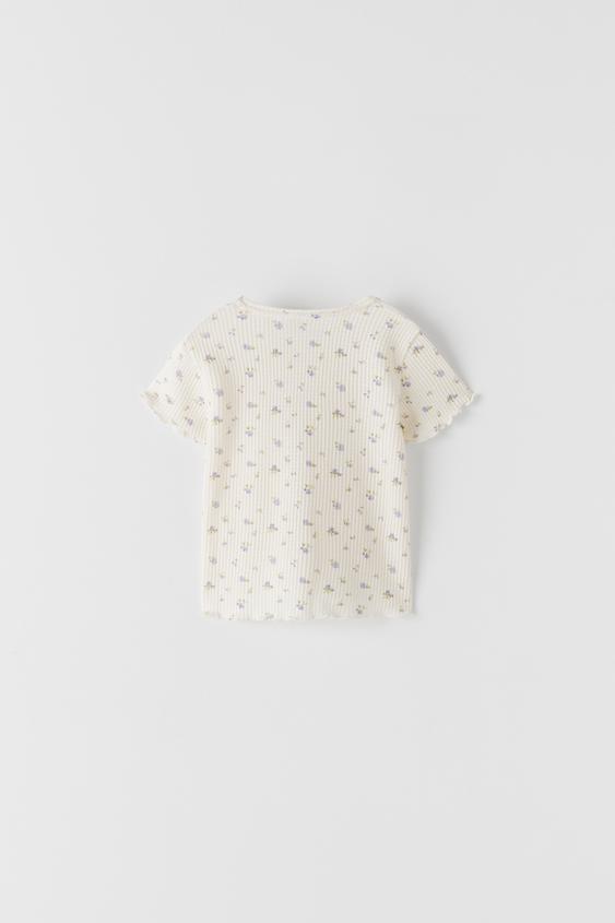 WAFFLE-KNIT FLORAL T-SHIRT - Light 