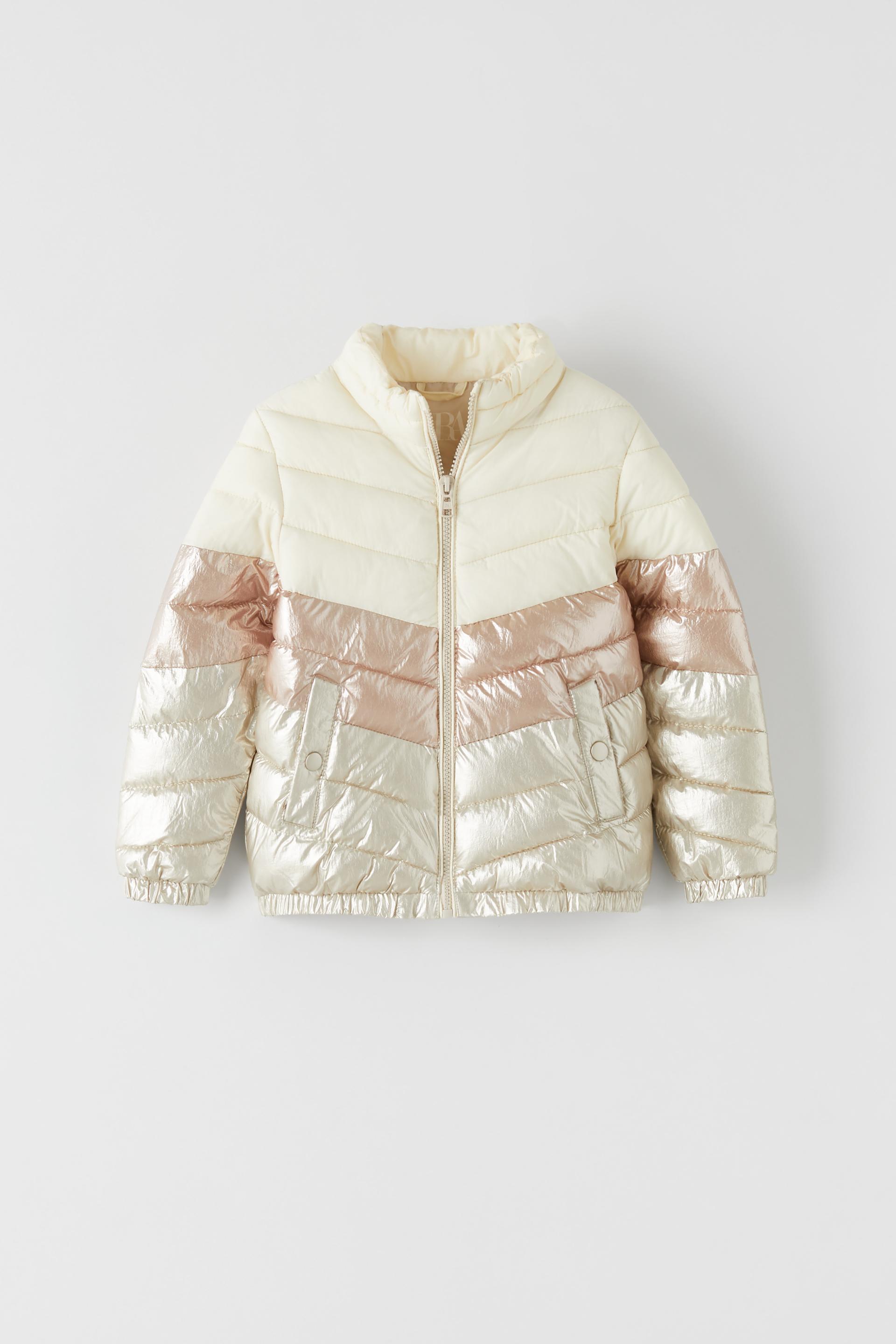Metallic Finish Puffer Jacket Zara United States