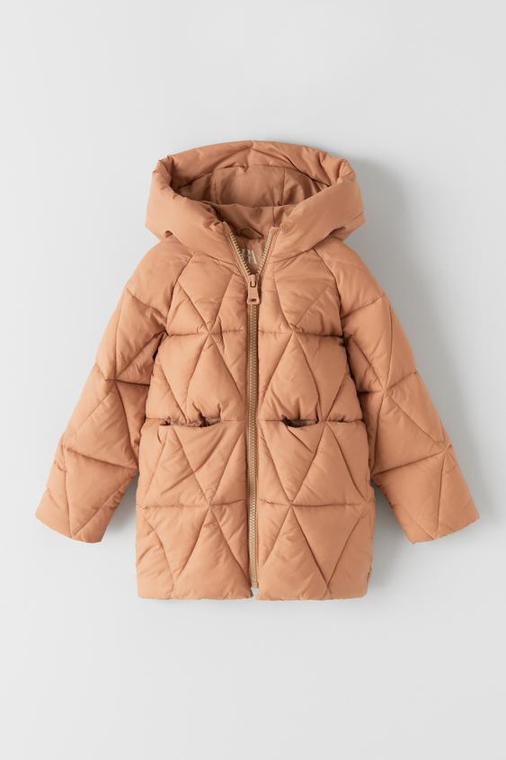 DIAMOND PATTERN COCOON PUFFER COAT