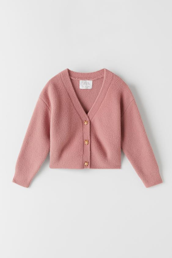 ANIMAL BUTTON KNIT CARDIGAN