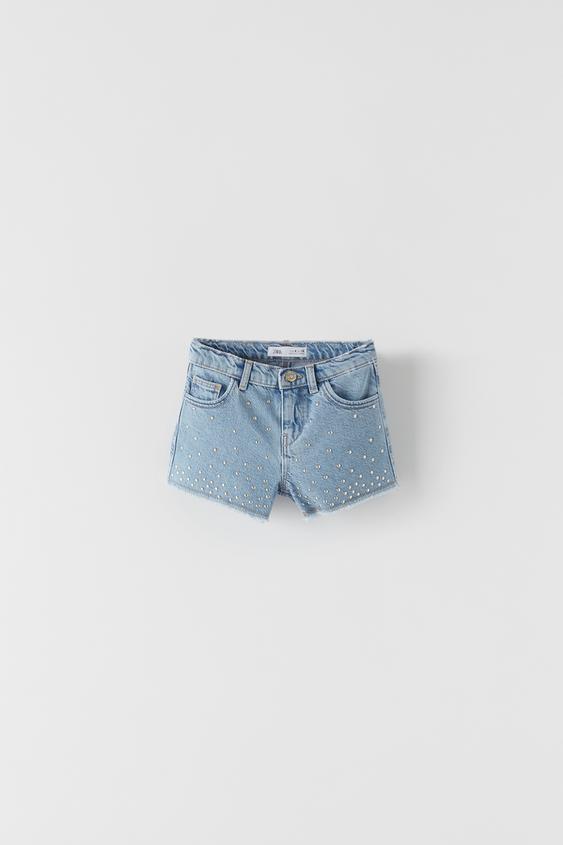 DENIM BERMUDA SHORTS WITH APPLIQUÉS