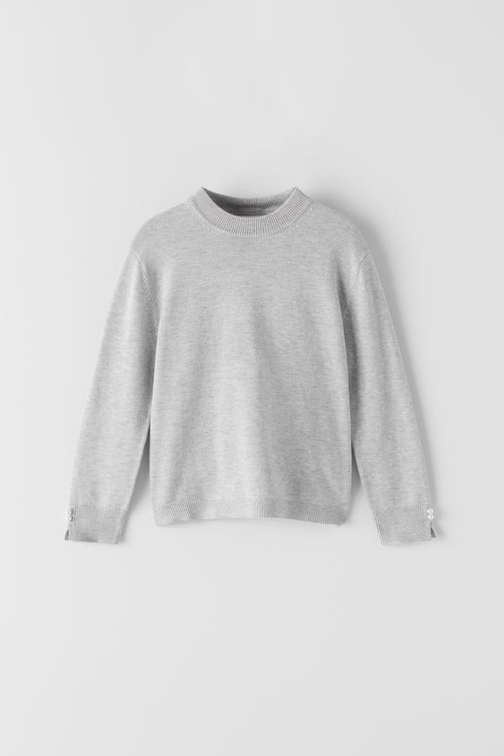 KNIT SWEATER WITH FAUX PEARLS