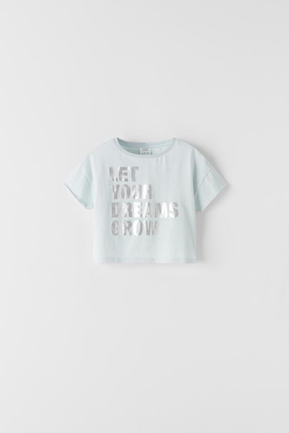 T-SHIRT WITH FOIL SLOGAN
