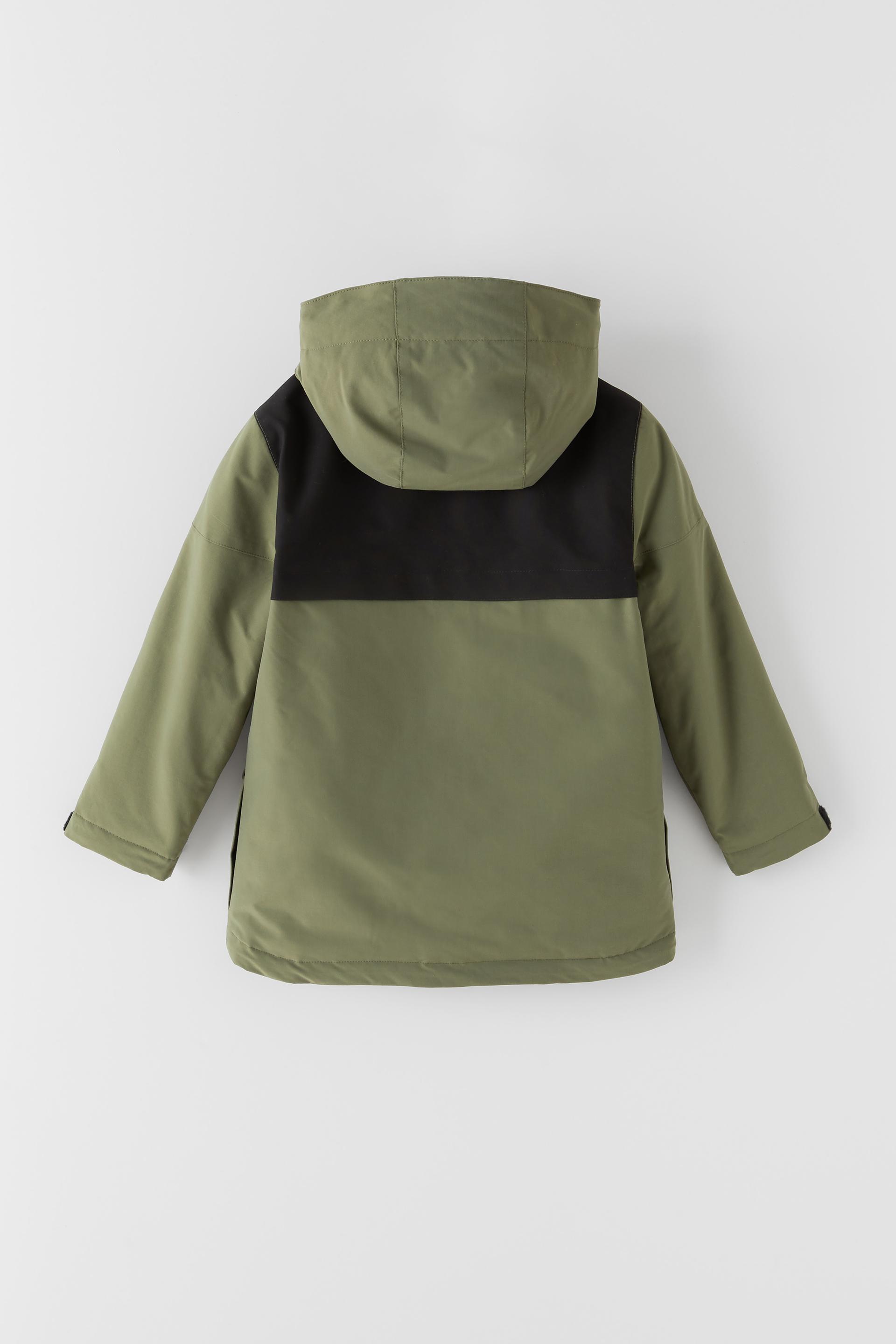 Khaki Parka With Contrasting Detail Zara Singapore