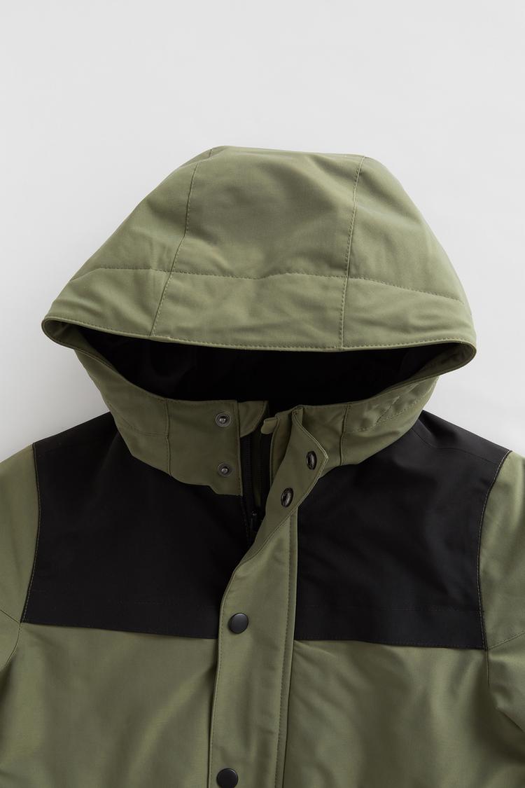 Contrast Trim Khaki Parka Zara United States