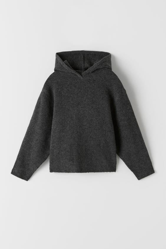 KNIT SWEATER WITH HOOD