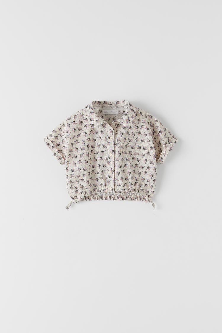 フラワー柄シアサッカー地シャツ Zara Japan 日本 フラワー柄シアサッカー地シャツ Zara Japan 日本