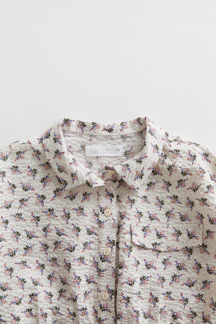 フラワー柄シアサッカー地シャツ Zara Japan 日本 フラワー柄シアサッカー地シャツ Zara Japan 日本