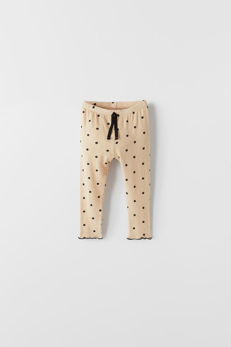 Textured Ribbed Polka Dot Leggings Zara United States