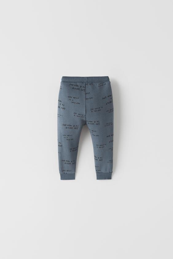 CALÇA DE MOLETOM COM TEXTOS - Azul-médio | ZARA Brasil