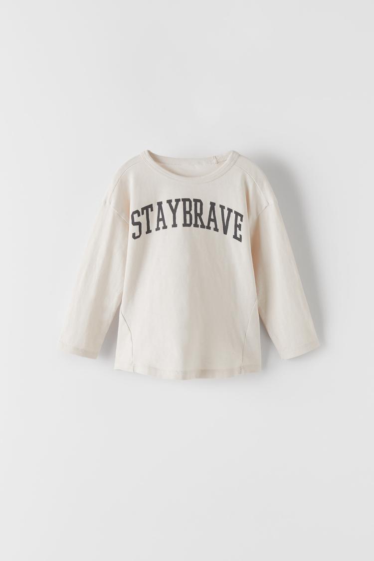 Maglietta Con Scritta Stay Brave Zara Italia Italy