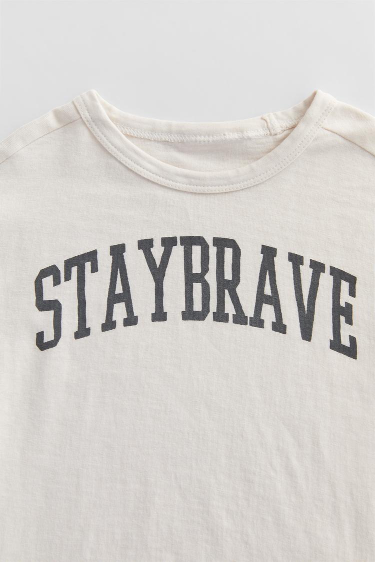Maglietta Con Scritta Stay Brave Zara Italia Italy
