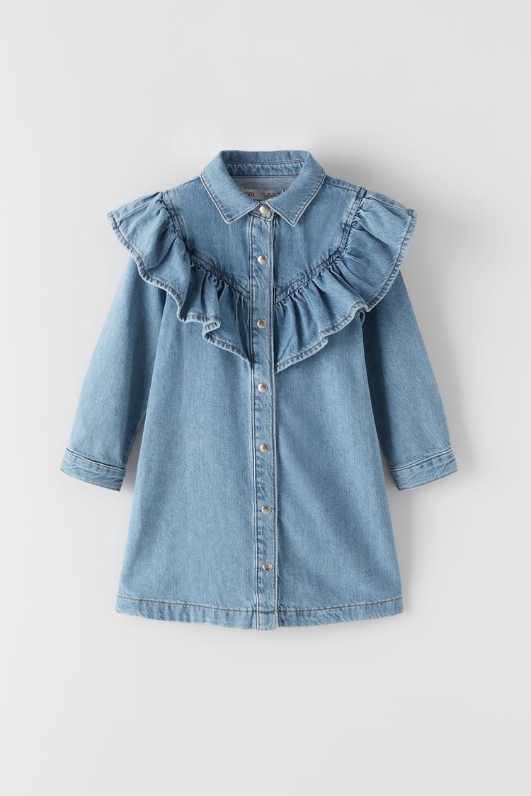 Jeans Hemdblusenkleid Mit Volant Zara Deutschland Germany