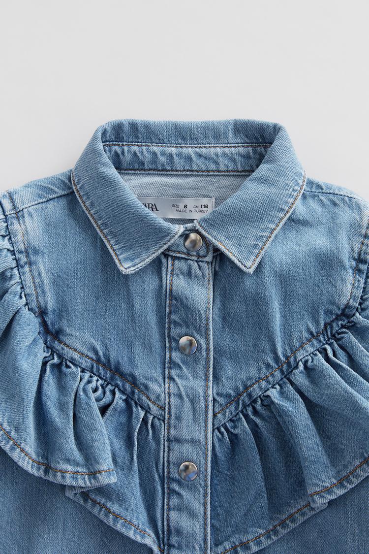 Jeans Hemdblusenkleid Mit Volant Zara Deutschland Germany